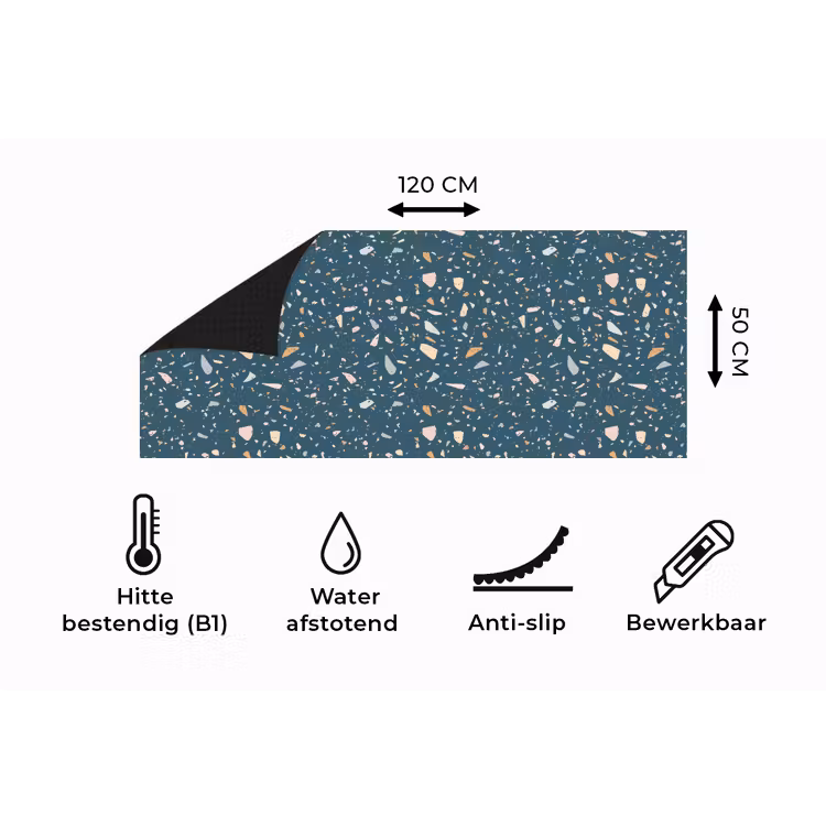 Keukenloper - Terrazzo - Patroon - Kleurrijk - Diep blauw — 5