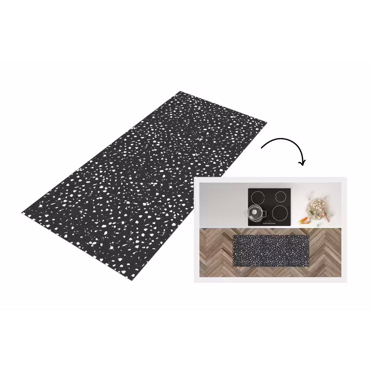 Keukenloper - Terrazzo - Patroon - Zwart - Wit — 1