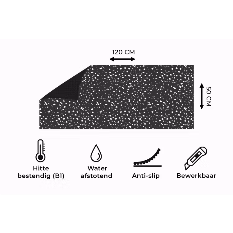 Keukenloper - Terrazzo - Patroon - Zwart - Wit — 5