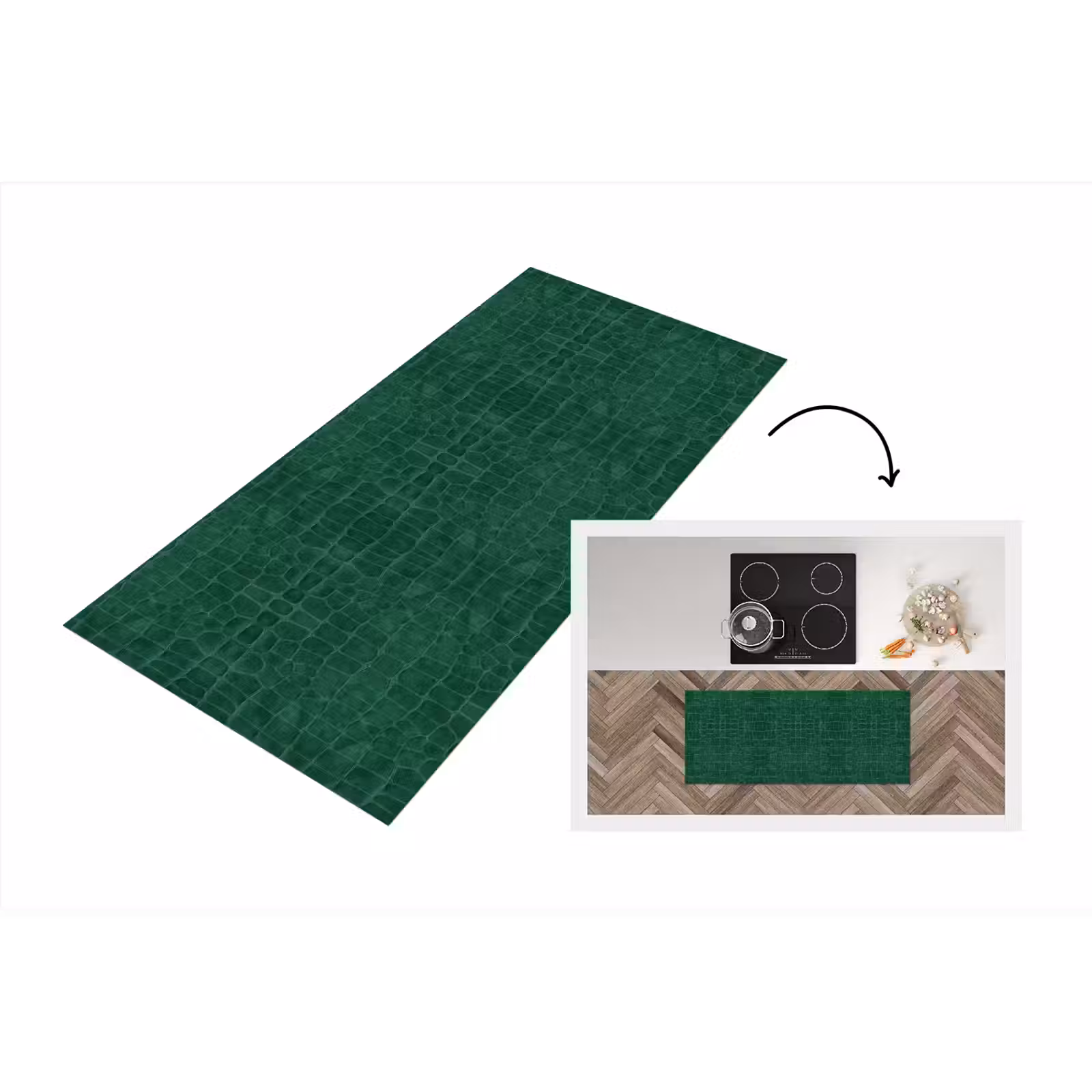 Keukenloper - Krokodil - Leer - Smaragd - Groen — 1