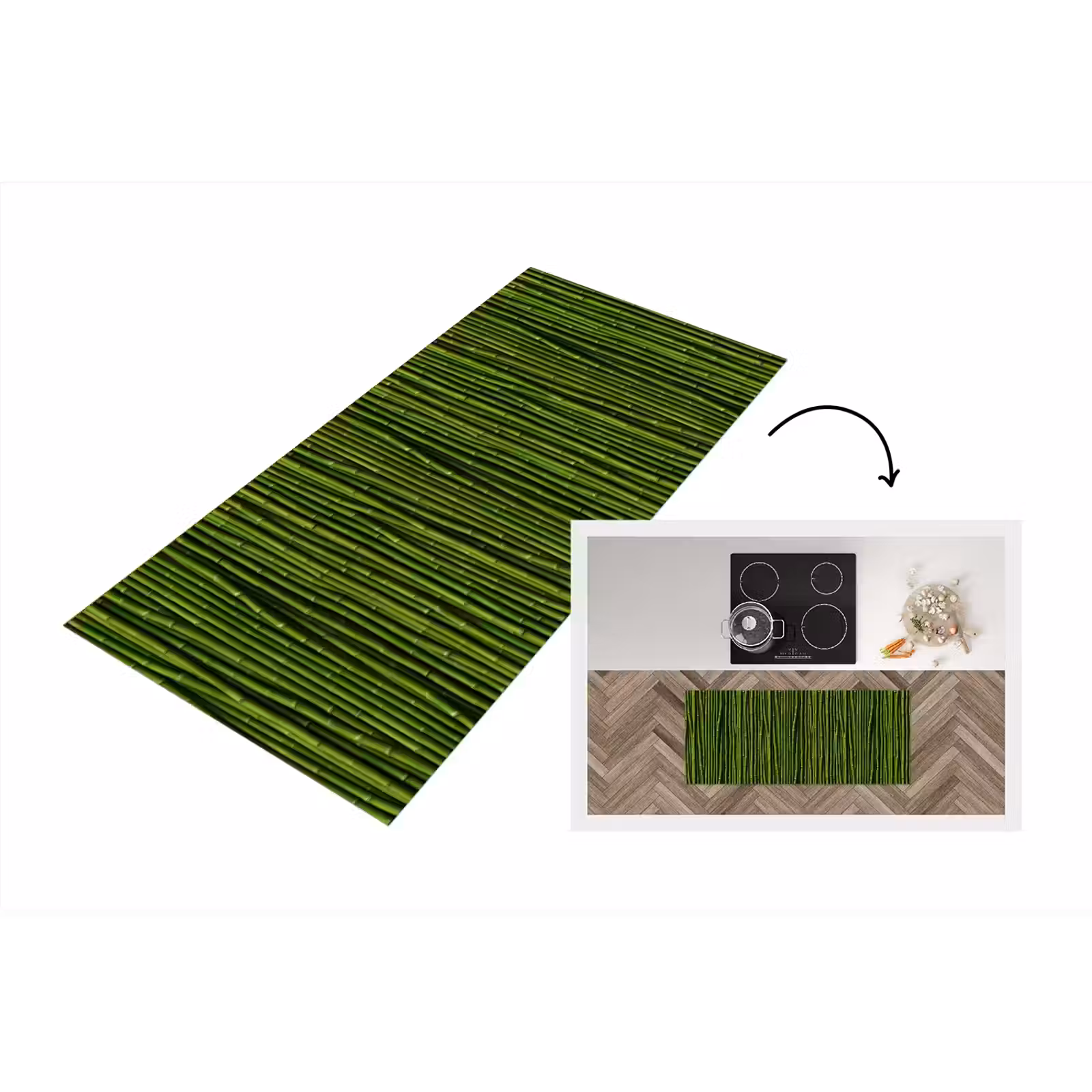 Keukenloper - Gebogen - Stokken - Groen - Bamboe — 1