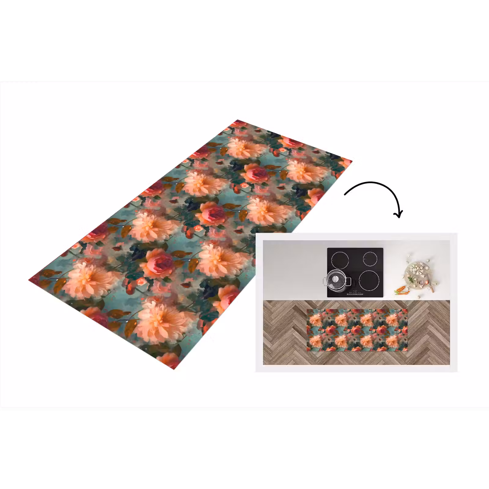 Keukenloper - Roze - Patroon - Bloemen — 1