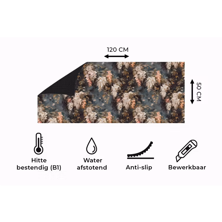 Keukenloper - Bloemen - Bladeren - Donker - Patroon — 5