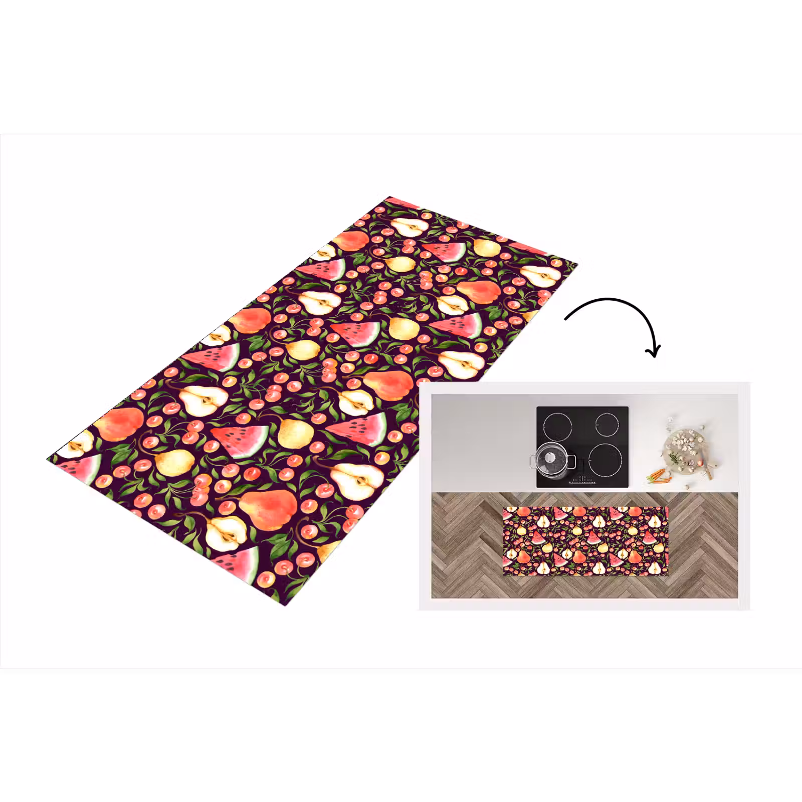 Keukenloper - Donker - Bladeren - Fruit - Patroon — 1
