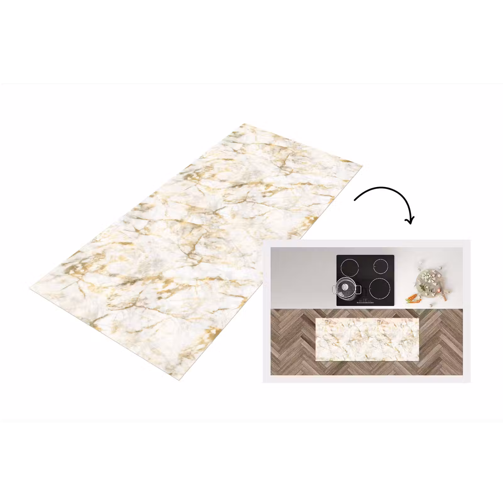 Keukenloper - Goud - Licht - Nerf - Marmer — 1