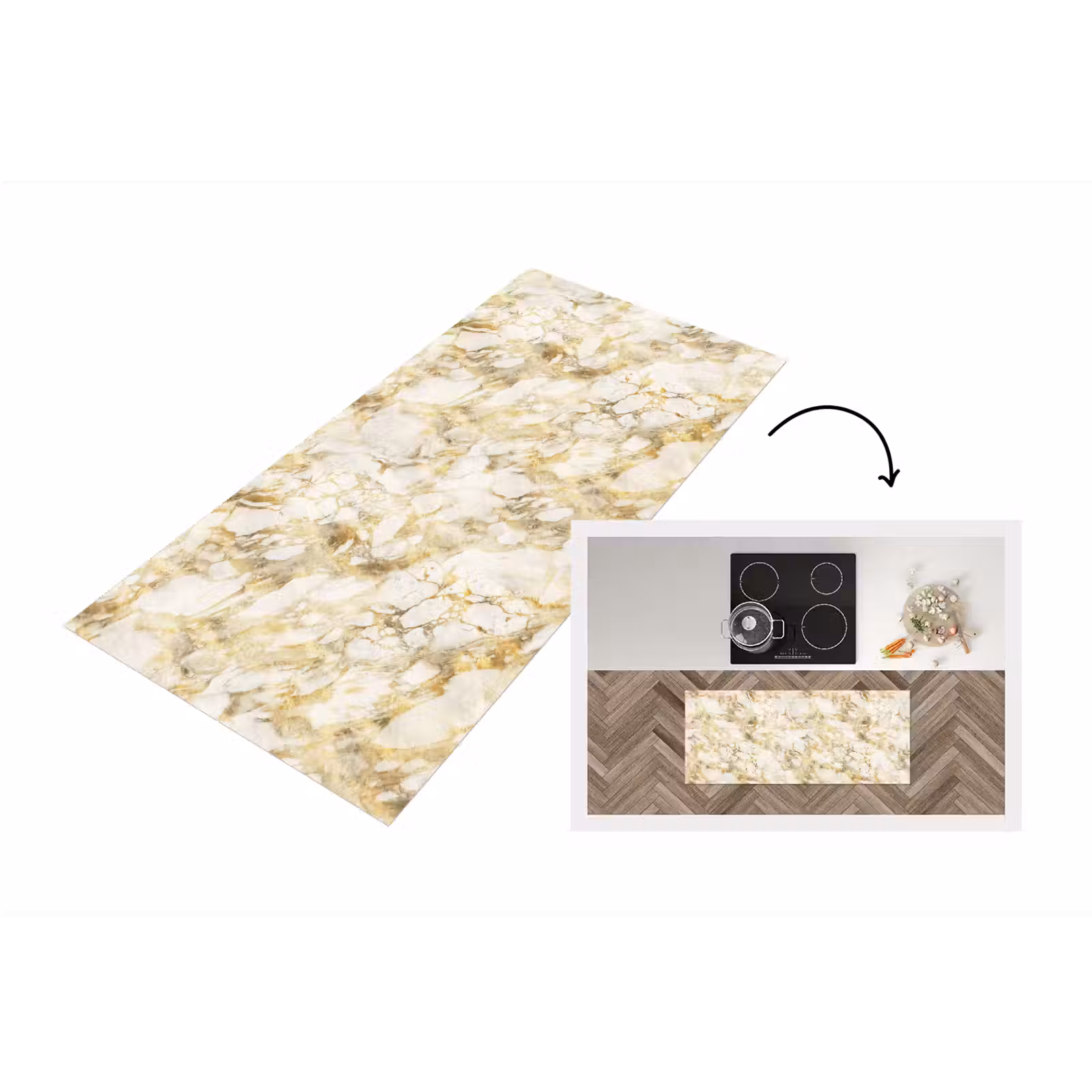 Keukenloper - Warm - Gouden - Marmer - Patroon — 1
