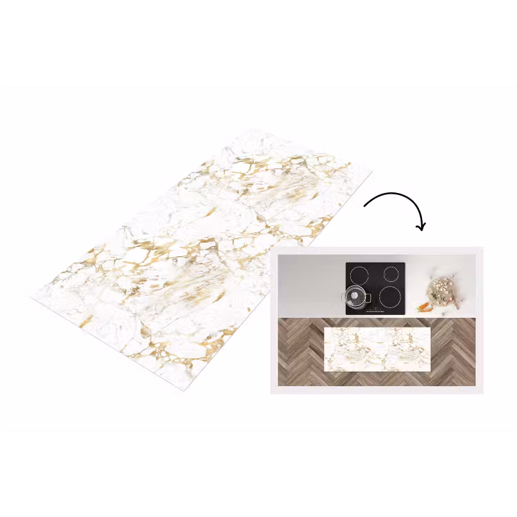 Keukenloper - Wit - Marmer - Luxe - Goud — 1
