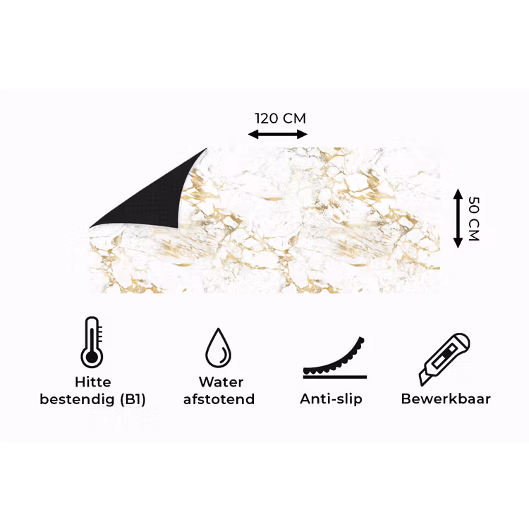 Keukenloper - Wit - Marmer - Luxe - Goud — 5