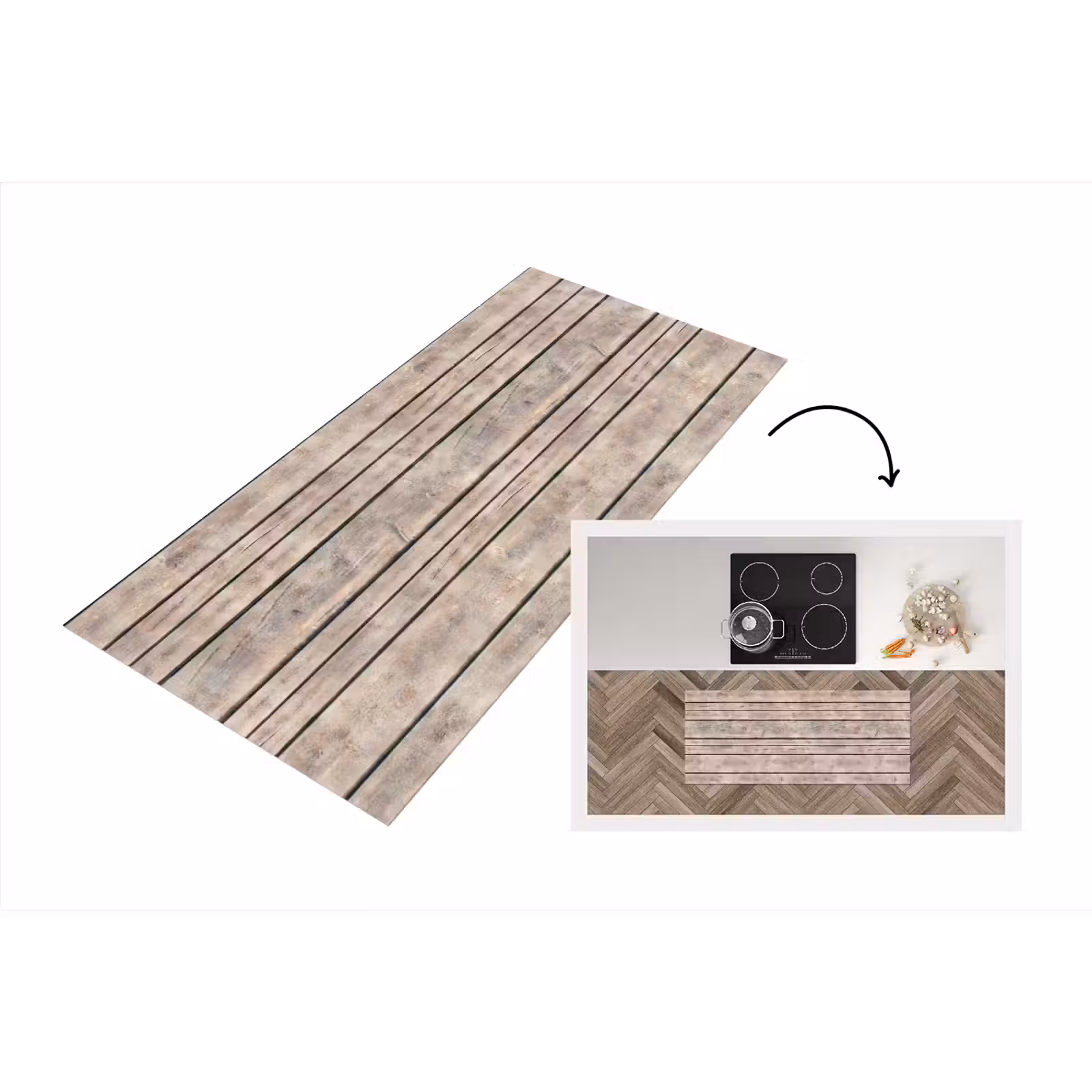 Keukenloper - Brocante - Patronen - Hout - Planken — 1