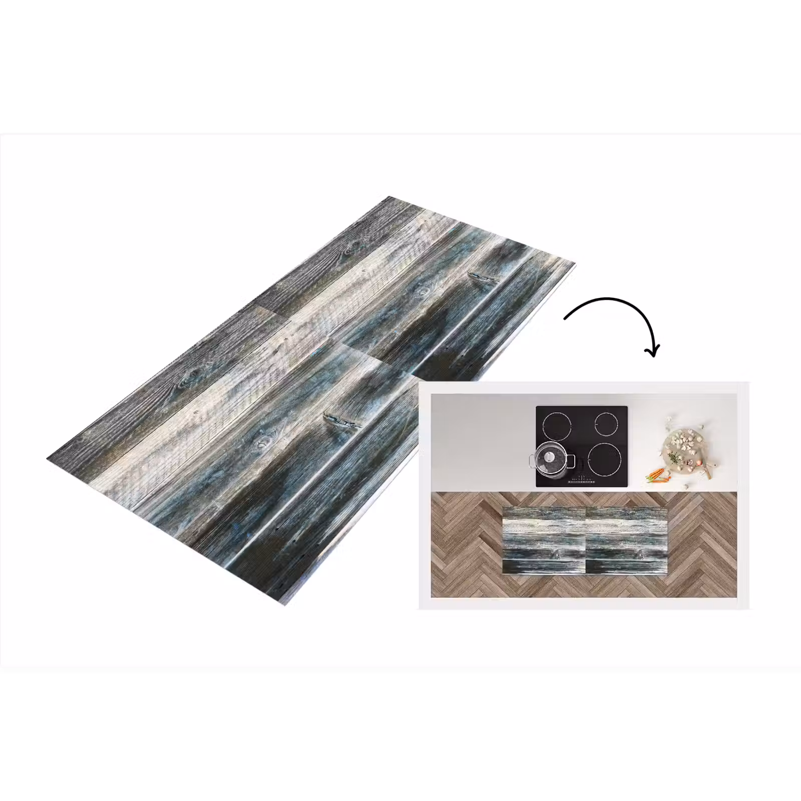 Keukenloper - Vintage - Patroon - Hout — 1