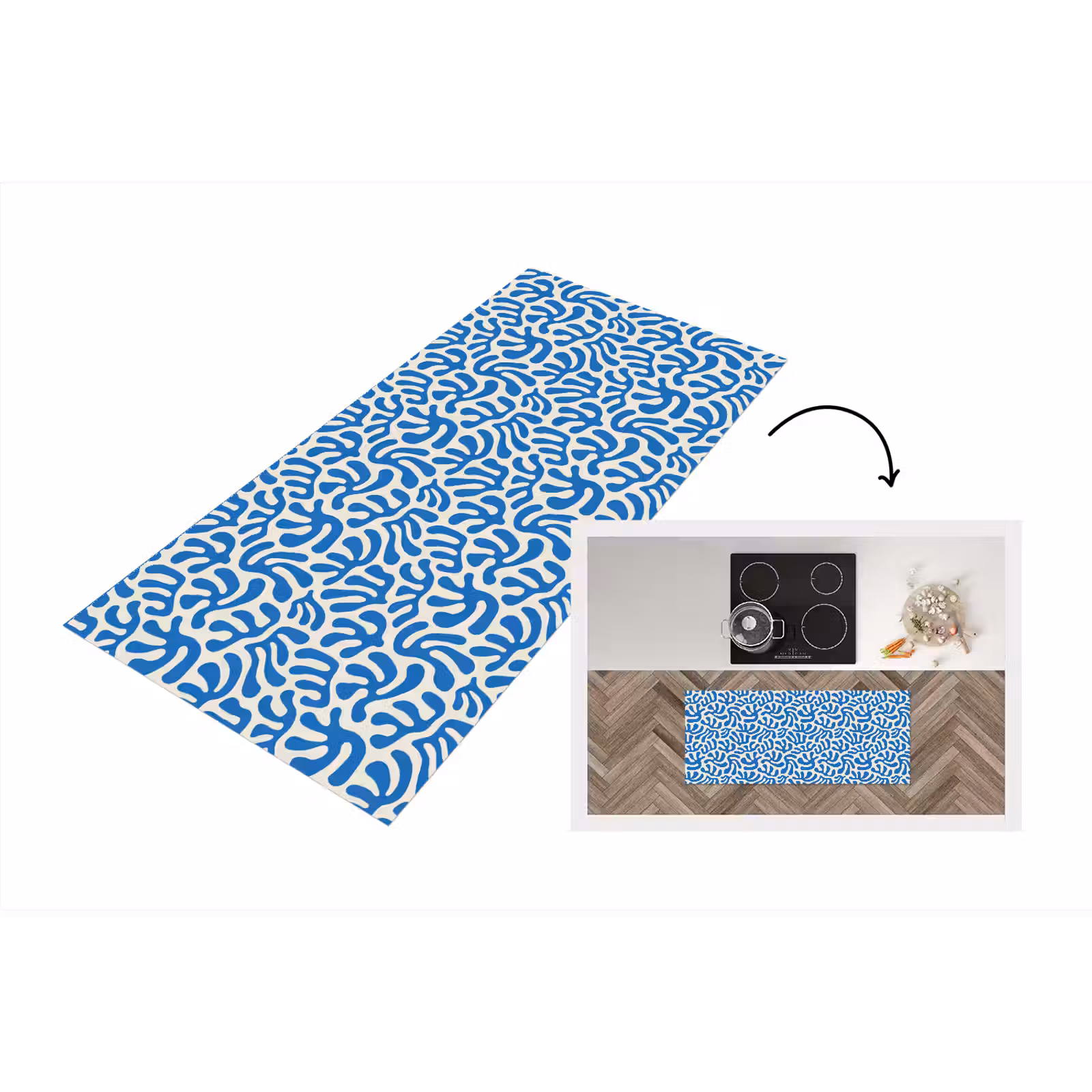 Keukenloper - Blauw - Abstract - Bladeren - Patroon — 1