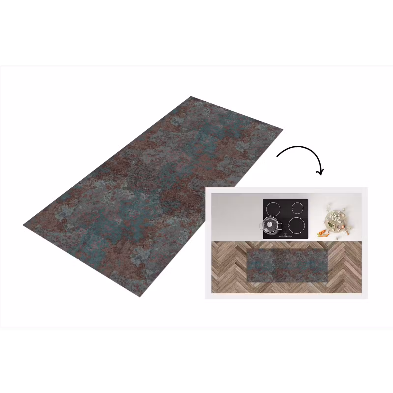 Keukenloper - Blauw - Grijs - Roest - Patroon — 1