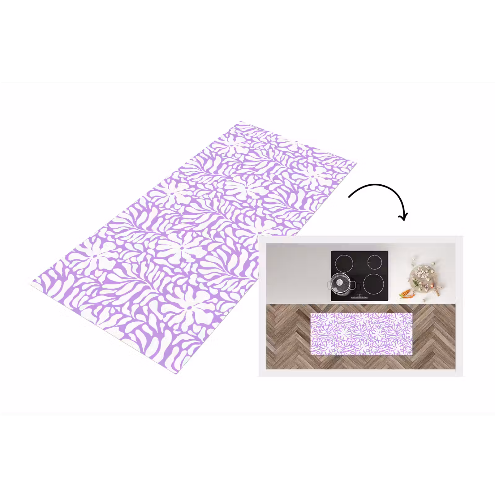 Keukenloper - Paars - Wit - Bloemen — 1