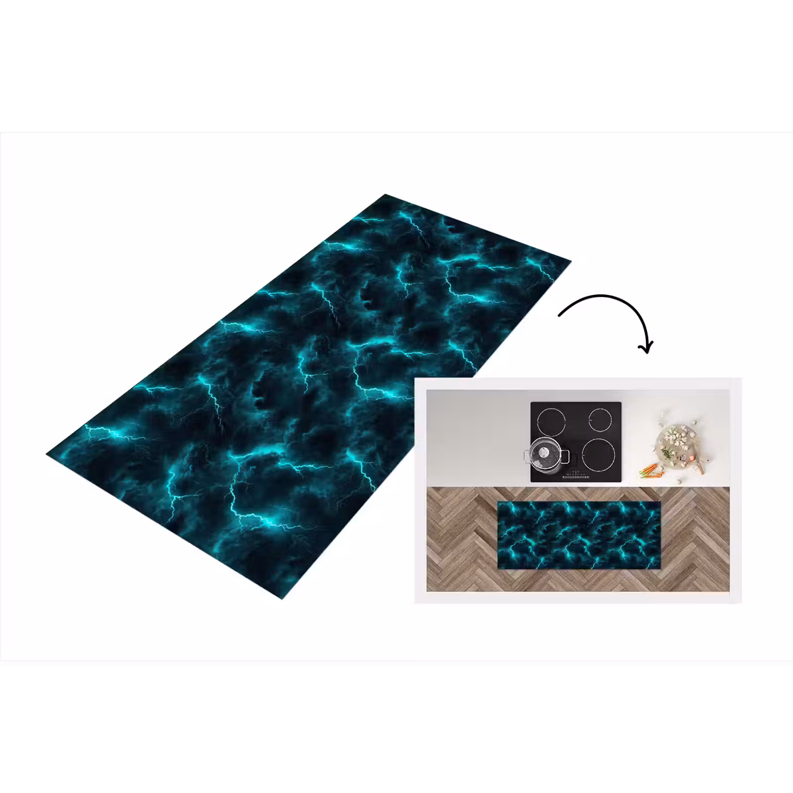 Keukenloper - Turquoise - Bliksem - Wolken — 1
