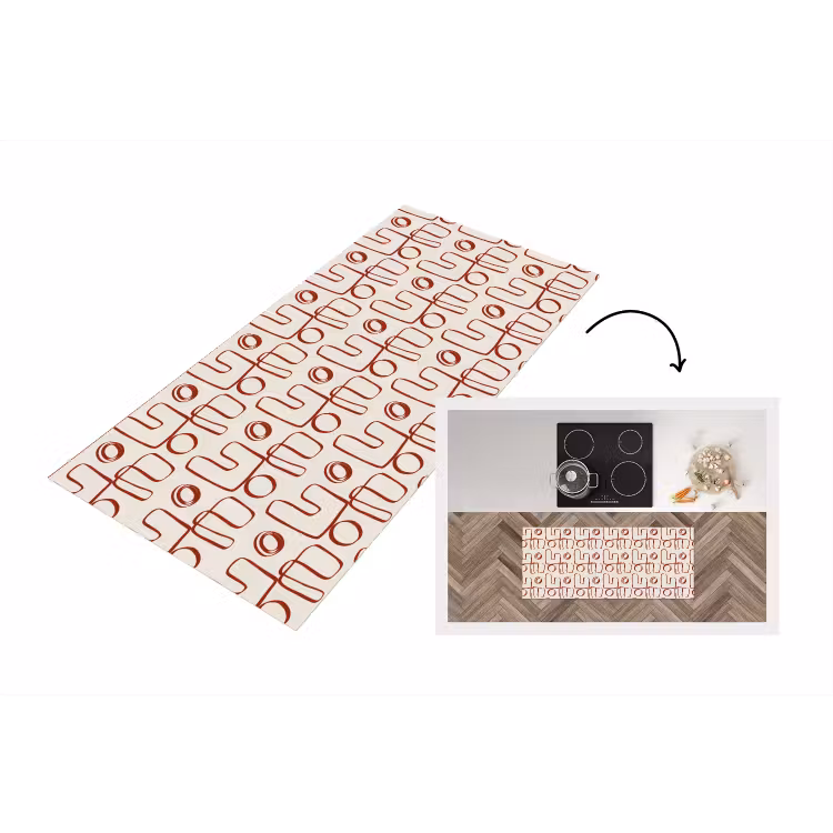 Keukenloper - Abstract - Patroon - Beige - Rood — 1
