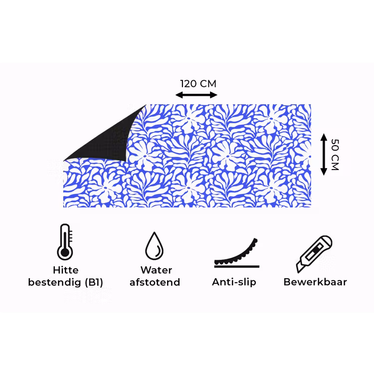 Keukenloper - Blauw - Bloemen - Wit — 5