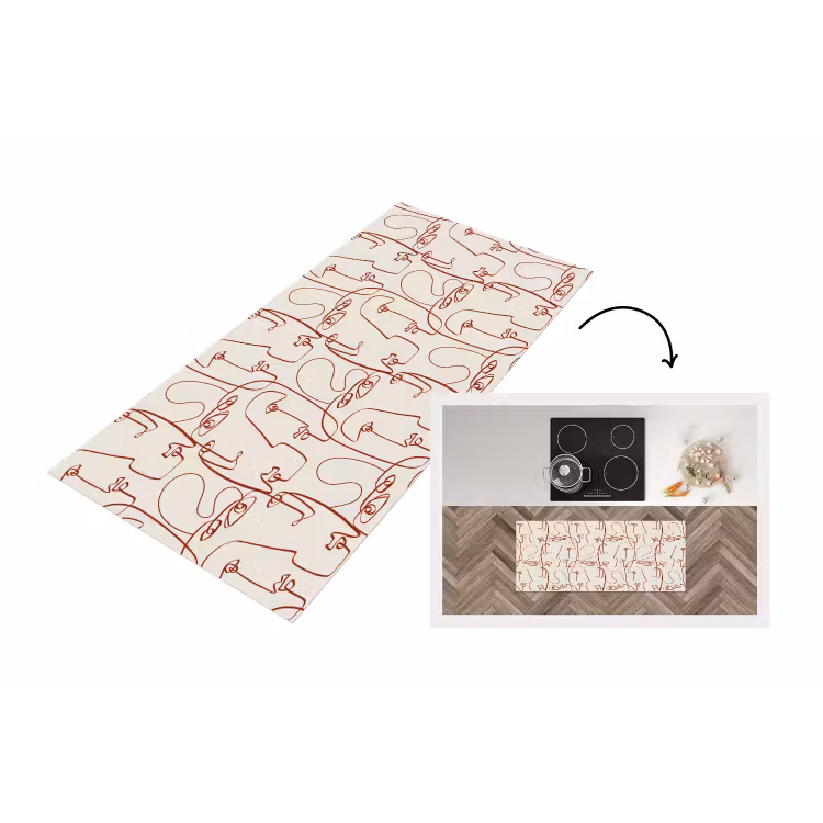 Keukenloper - Gezichten - Abstract - Rood - Beige — 1