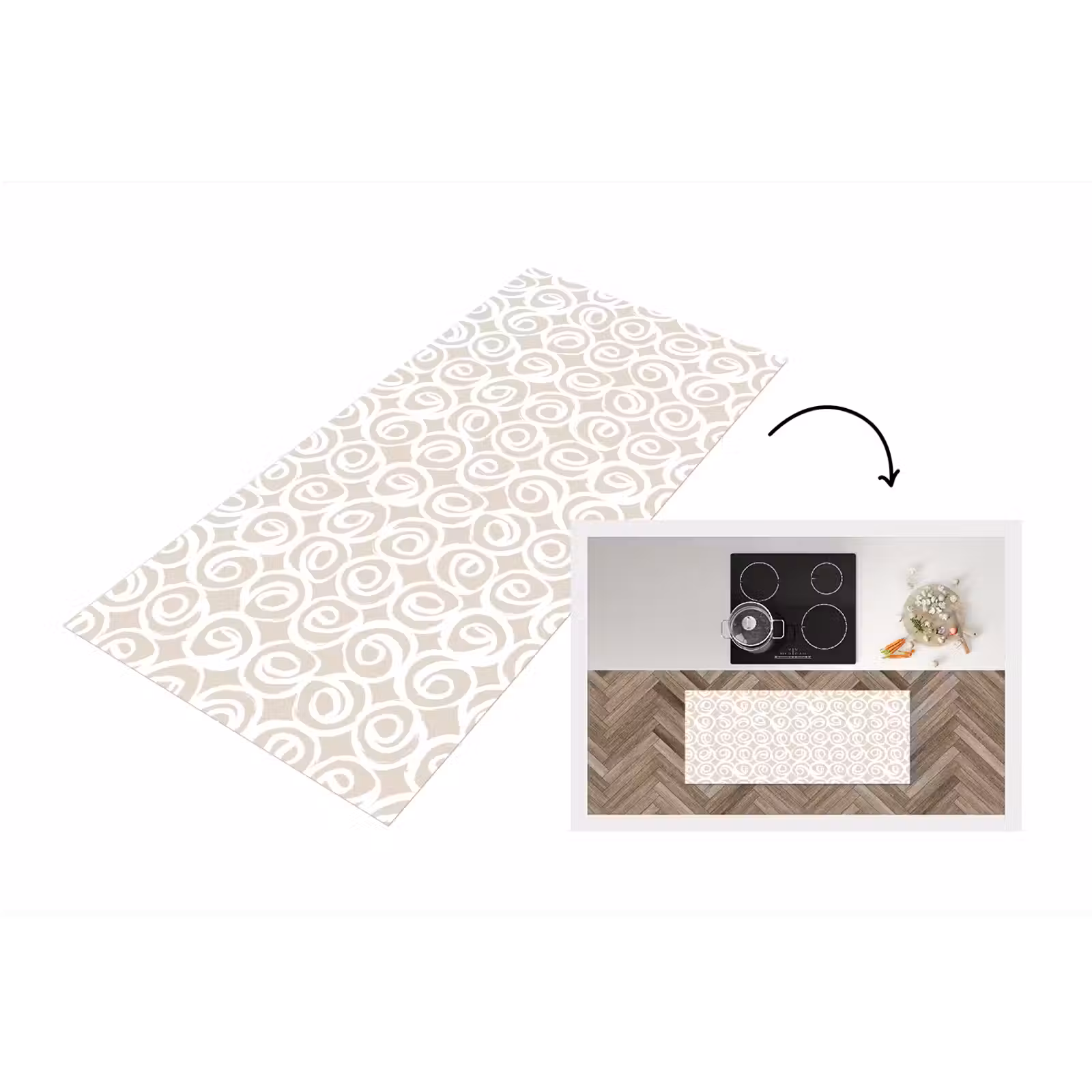 Keukenloper - Beige - Patroon - Spiraal — 1