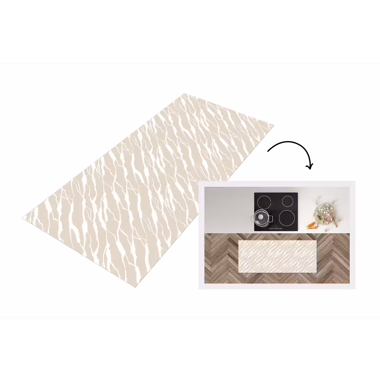 Keukenloper - Beige - Wit - Patroon - Structuur — 1