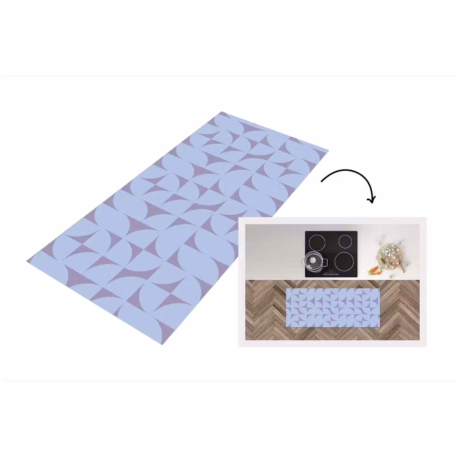 Keukenloper - Blokken - Blauw - Paars - Patroon — 1