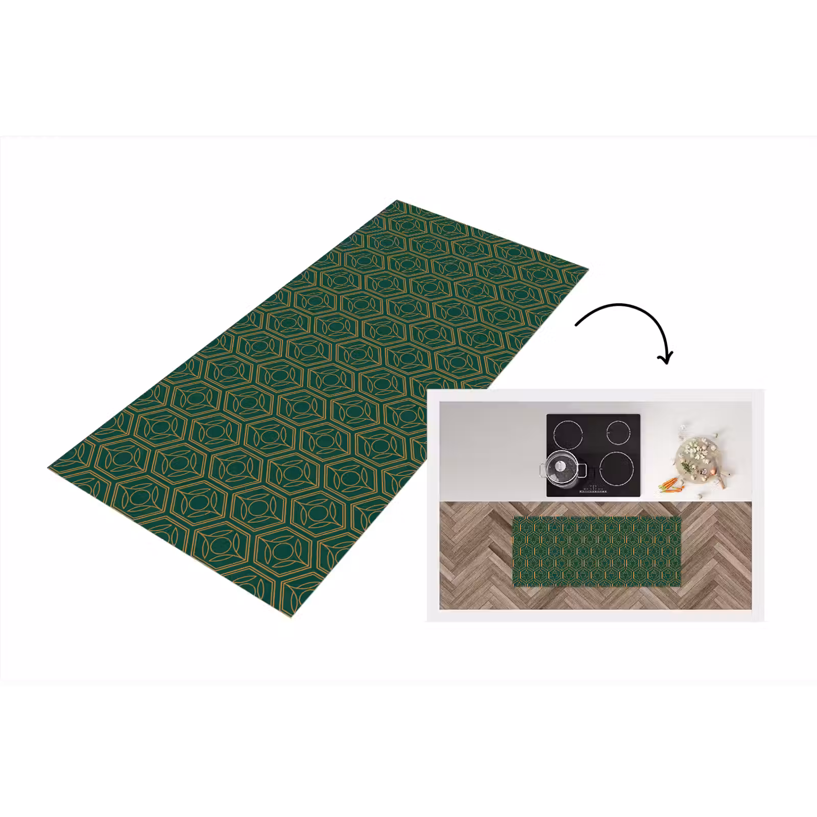 Keukenloper - Geometrisch - Patroon - Groen — 1