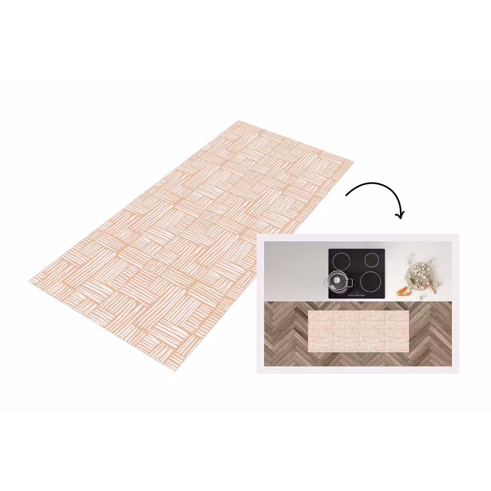 Keukenloper - Strepen - Patroon - Terracotta — 1