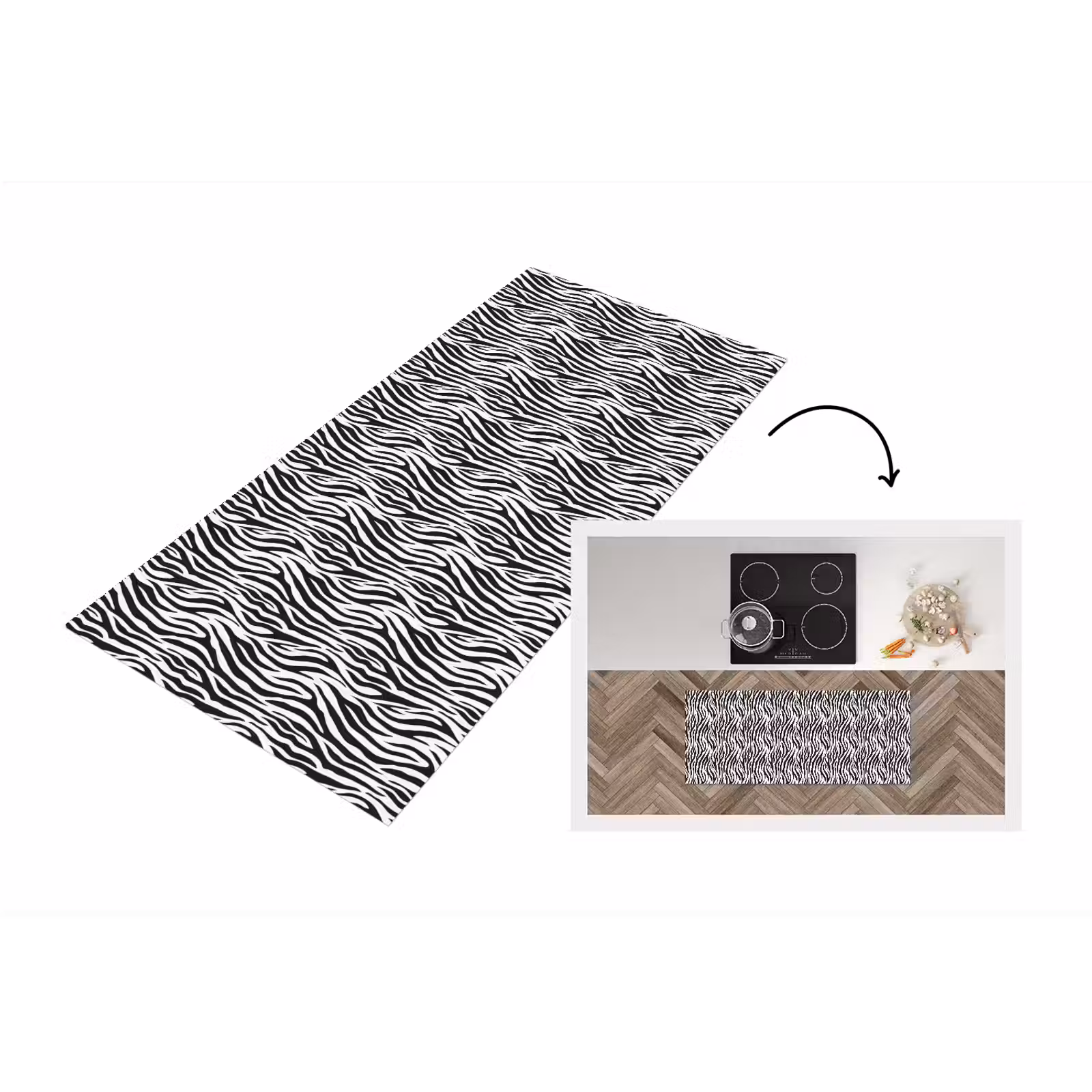 Keukenloper - Zwart - Wit - Zebra - Patroon — 1