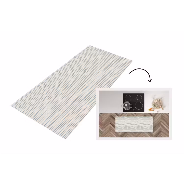 Keukenloper - Blauw - Strepen - Beige — 1