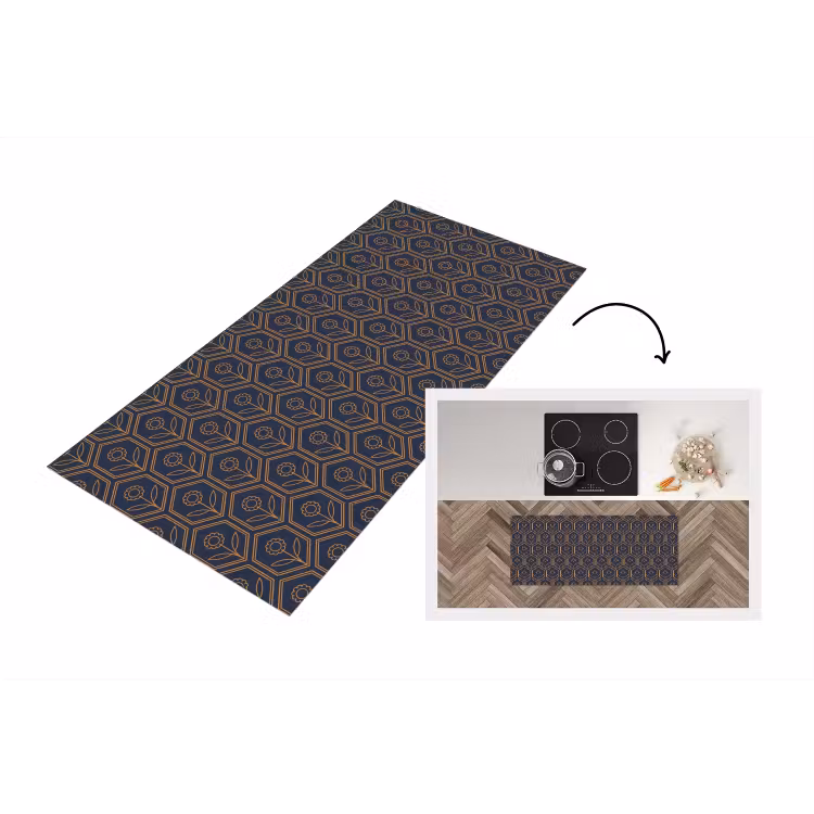 Keukenloper - Donkerblauw - Patroon - Bloem - Symmetrisch — 1