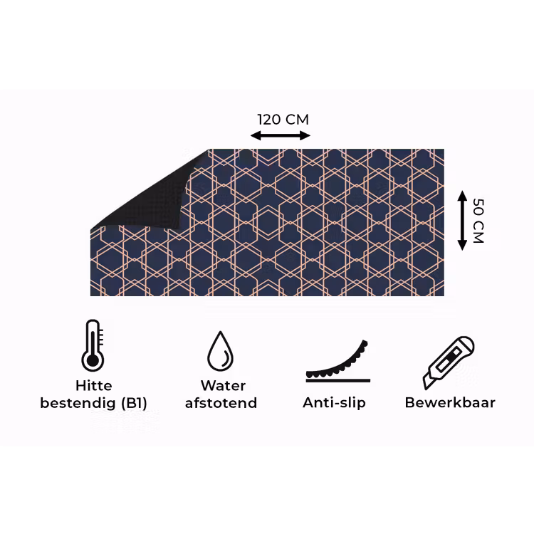 Keukenloper - Modern - Patroon - Donkerblauw - Roze — 5