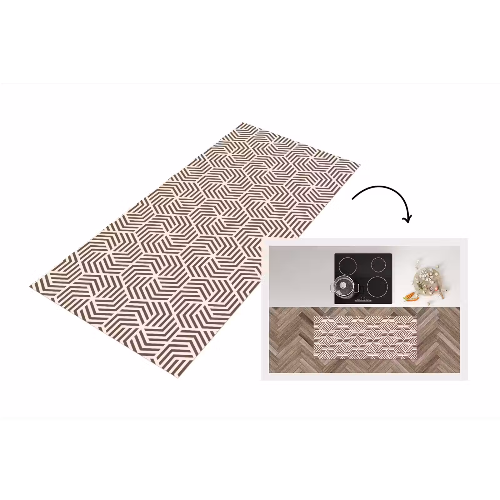 Keukenloper - Beige - Bruin - Patroon - Strepen — 1