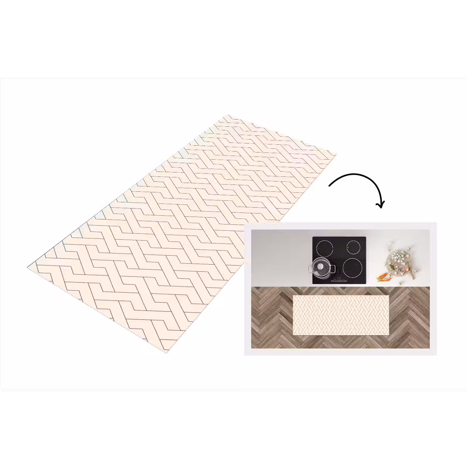 Keukenloper - Beige - Zigzag - Patroon — 1