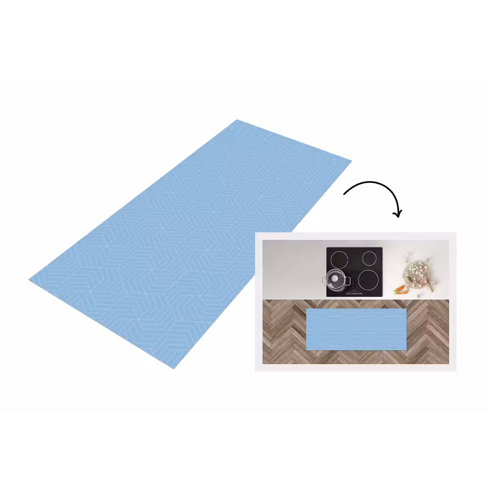 Keukenloper - Blauw - Wit - Lijnen - Patroon — 1