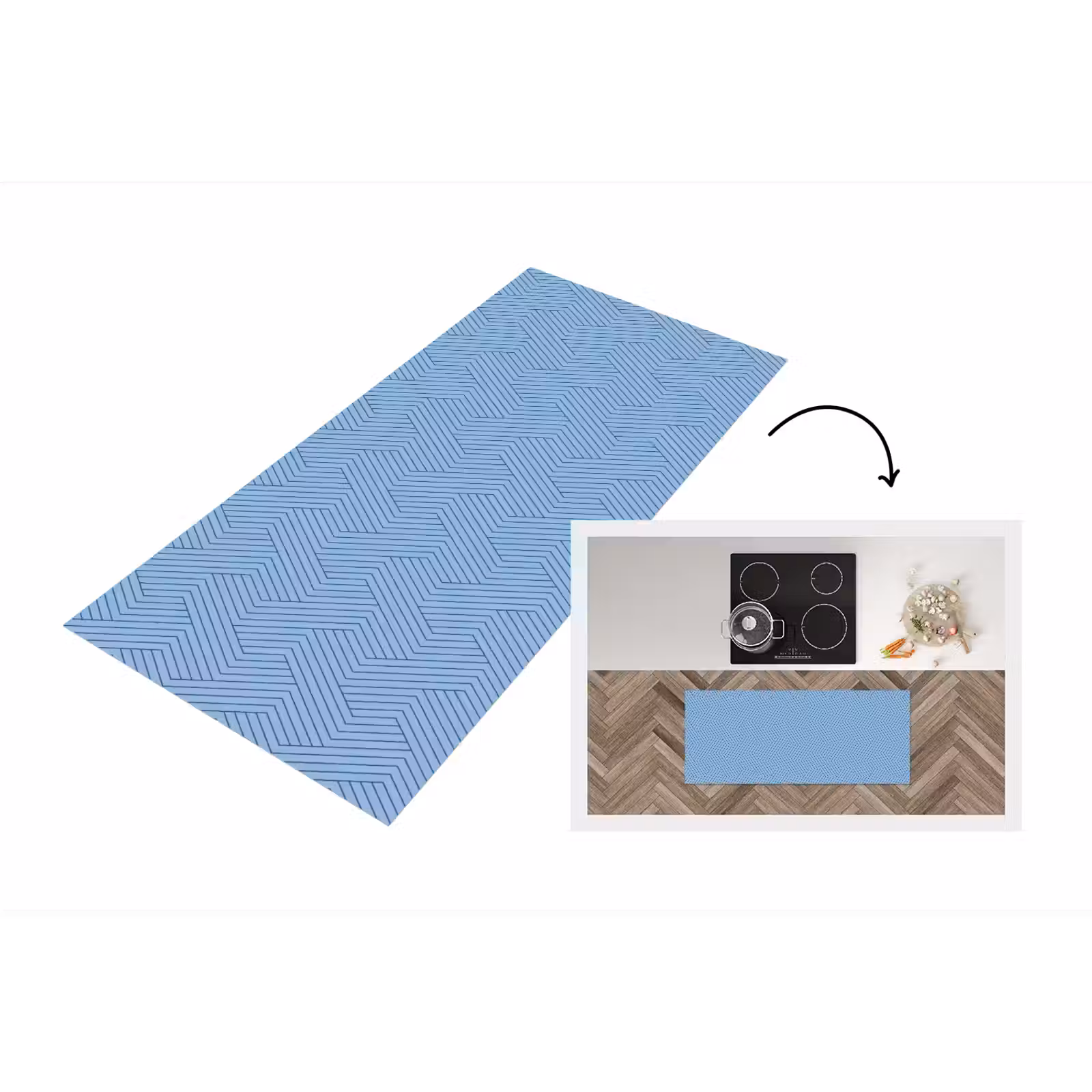 Keukenloper - Donkerblauw - Patroon - Lijnen — 1