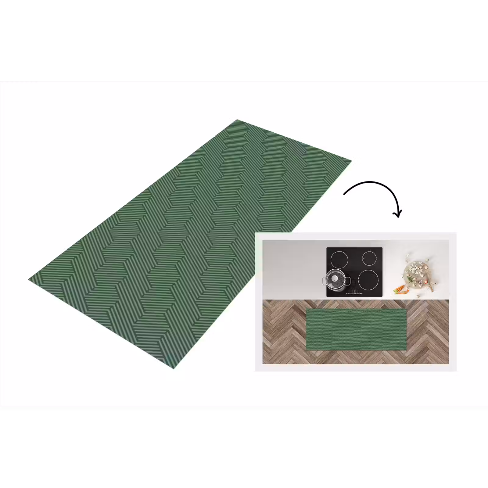 Keukenloper - Groen - Strepen - Patroon — 1