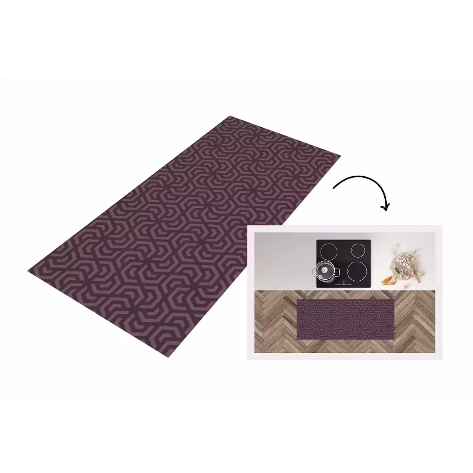 Keukenloper - Paars - Geometrisch - Patroon - Donker — 1