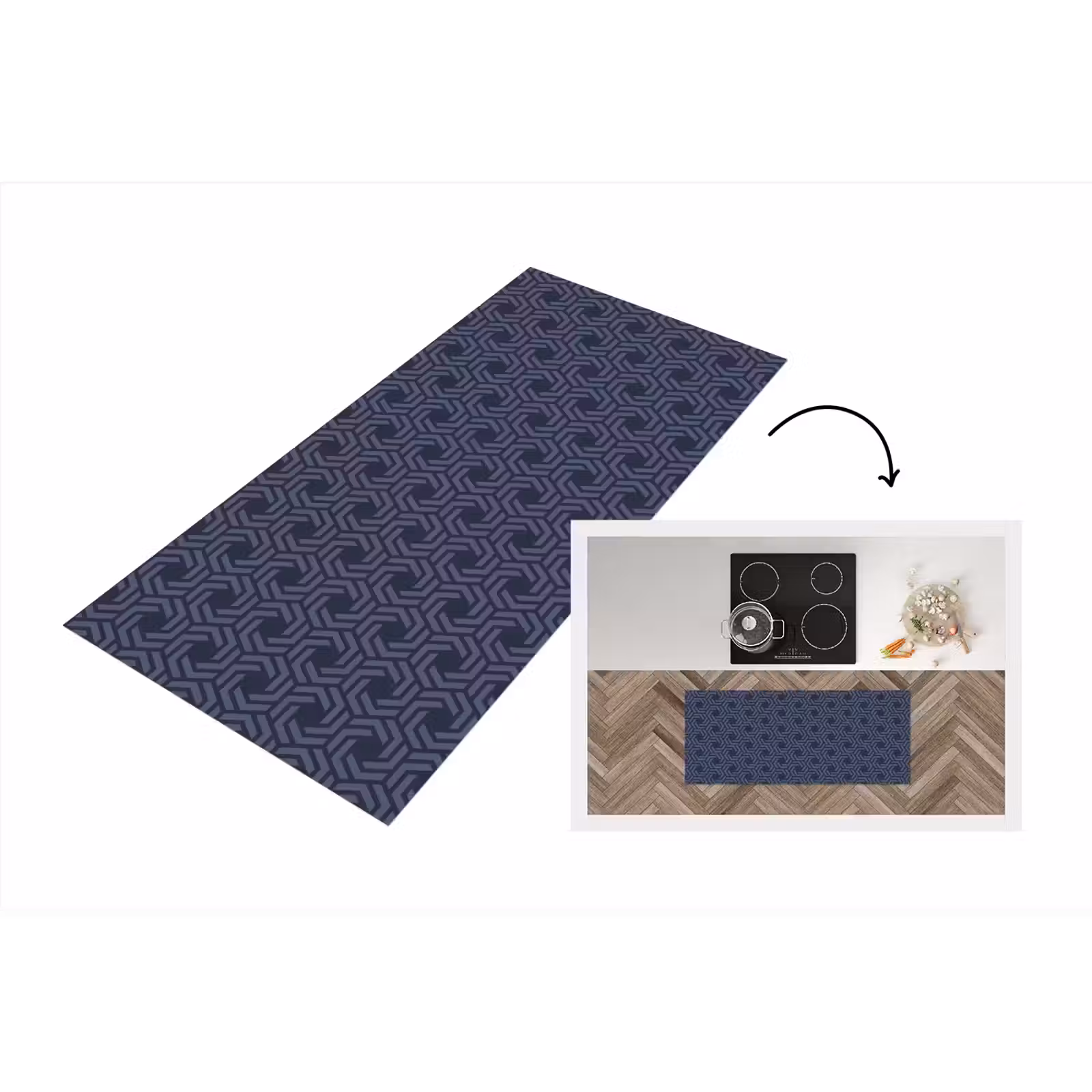 Keukenloper - Patroon - Blauw - Geometrisch — 1