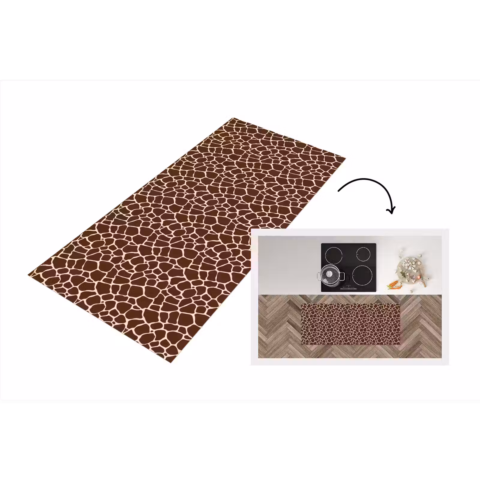 Keukenloper - Patroon - Giraf - Bruin — 1