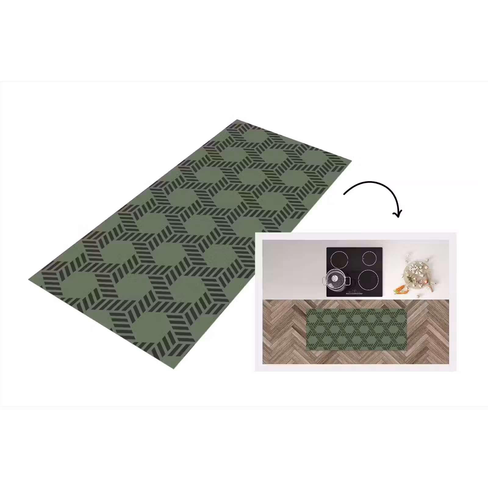 Keukenloper - Patroon - Groen - Geometrisch — 1