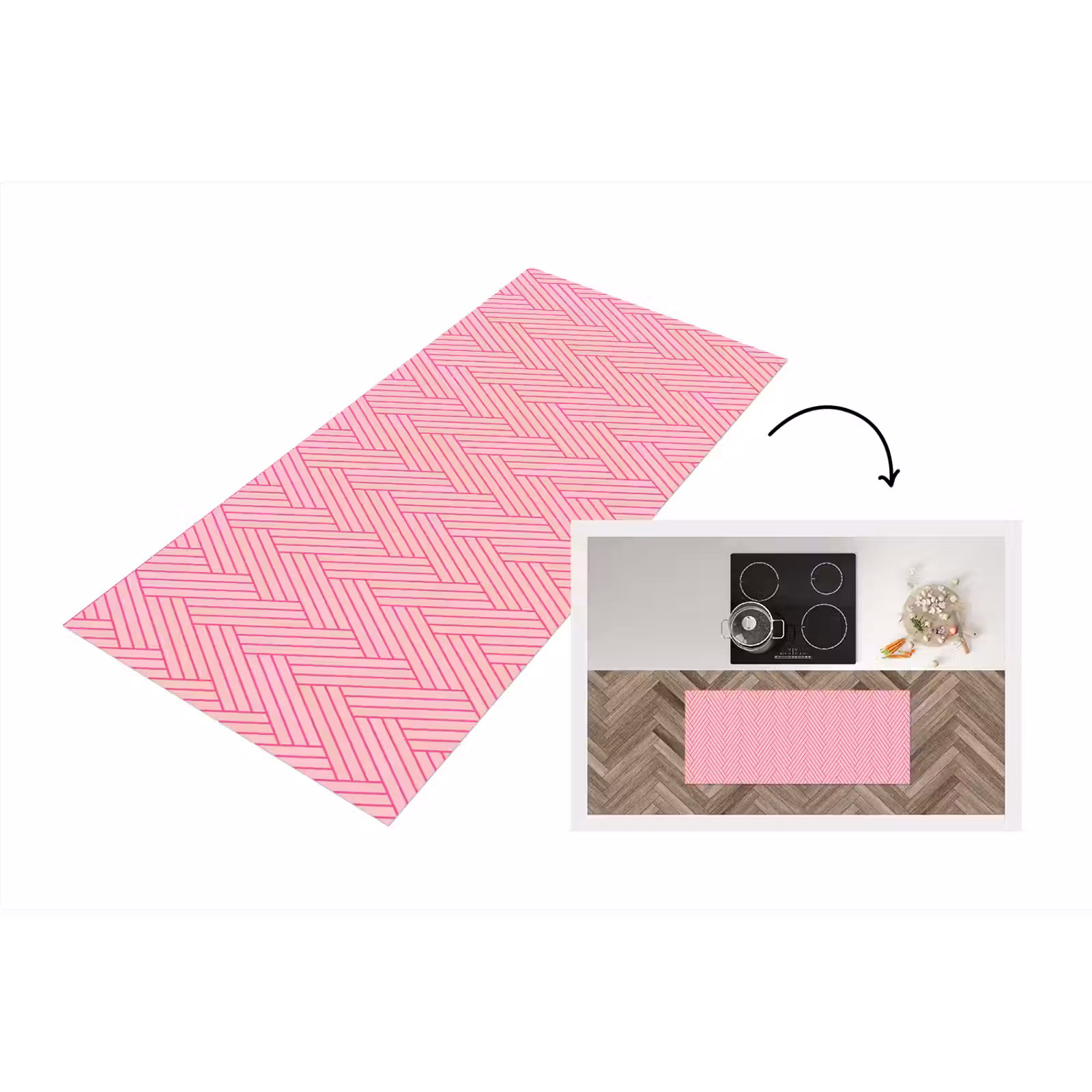Keukenloper - Roze - Patroon - Lijnen — 1