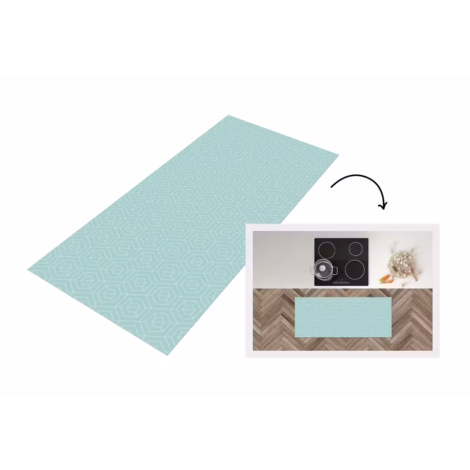 Keukenloper - Turquoise - Patroon - Lijnen — 1