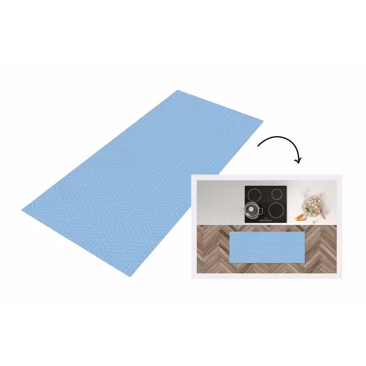 Keukenloper - Blauw - Wit - Lijnen - Patroon — 1