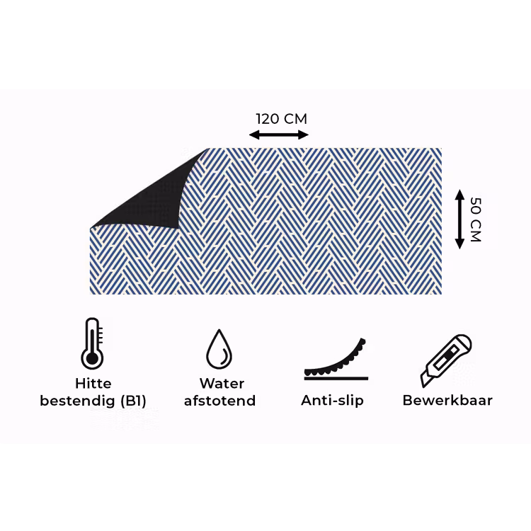 Keukenloper - Crème - Blauw - Strepen - Patroon — 5