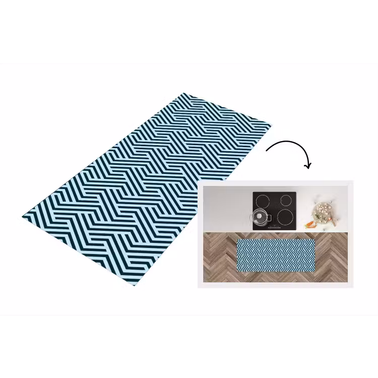 Keukenloper - Patroon - Blauw - Lijnen - Zigzag — 1
