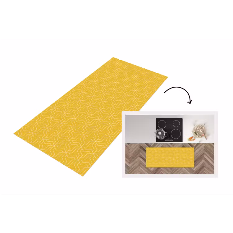 Keukenloper - Wit - Geel - Patroon - Geometrisch — 1