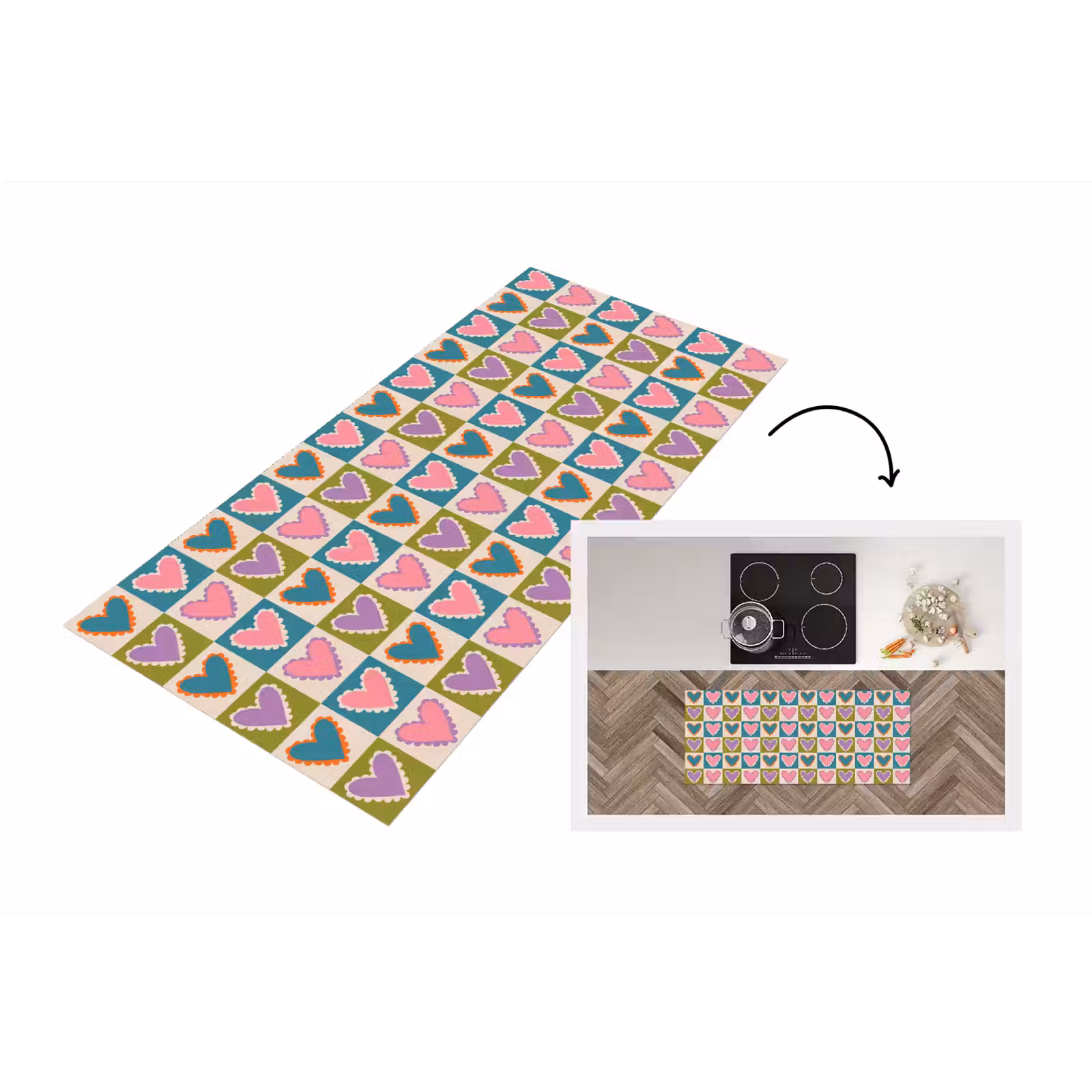 Keukenloper - Retro - Kleuren - Patroon - Hartjes — 1