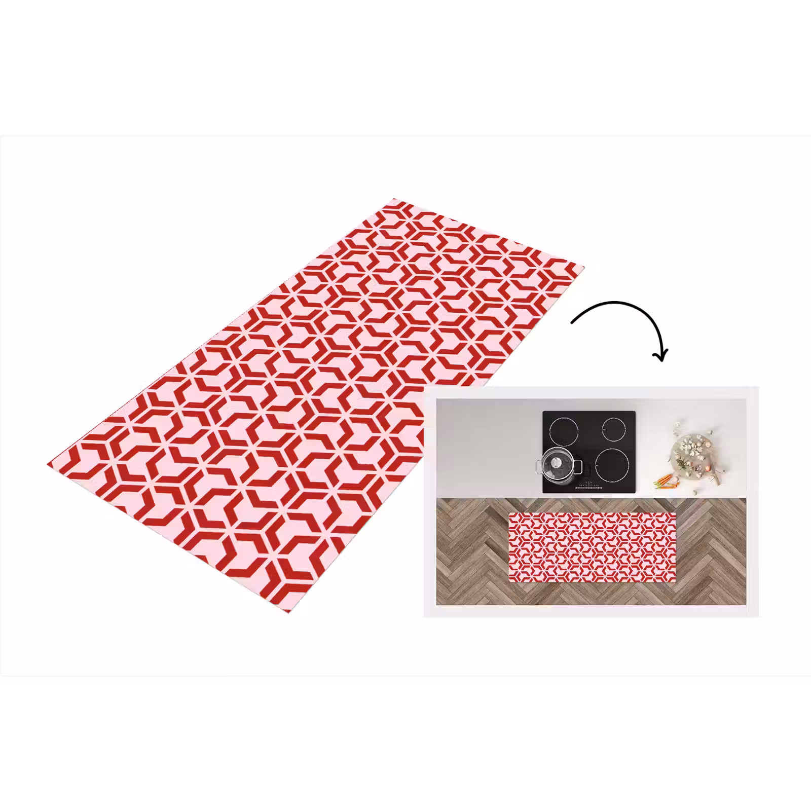 Keukenloper - Roze - Rood - Geometrisch - Patroon — 1