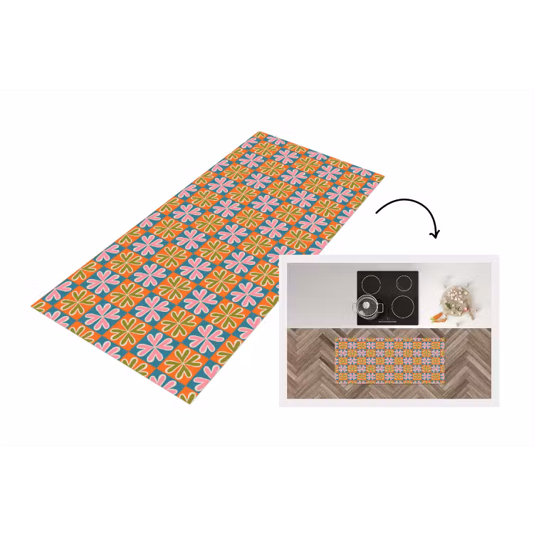 Keukenloper - Bloemen - Retro - Patroon - Kleurrijk — 1