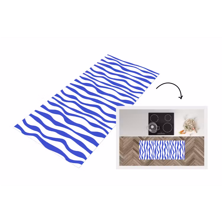 Keukenloper - Golven - Blauw - Patroon — 1