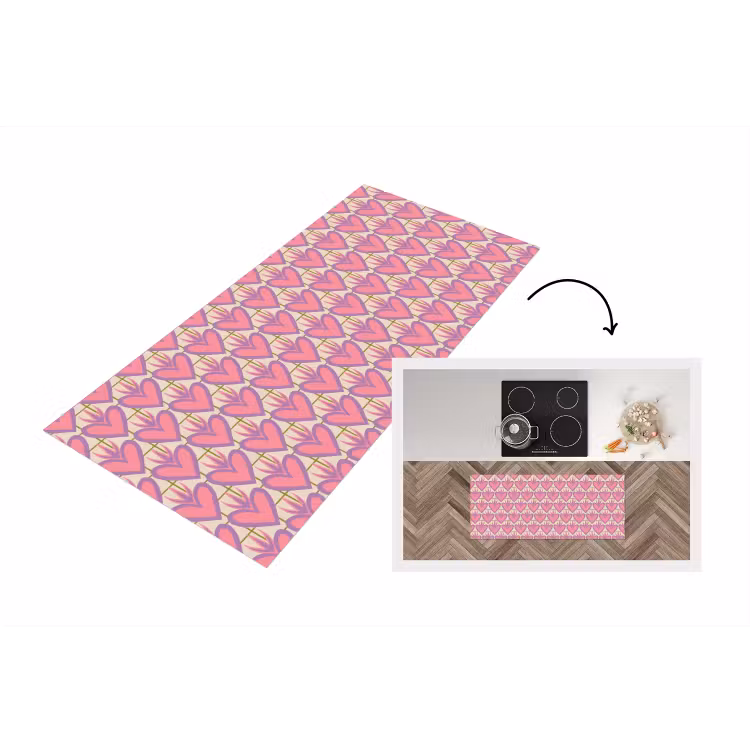 Keukenloper - Patroon - Roze - Hartjes — 1